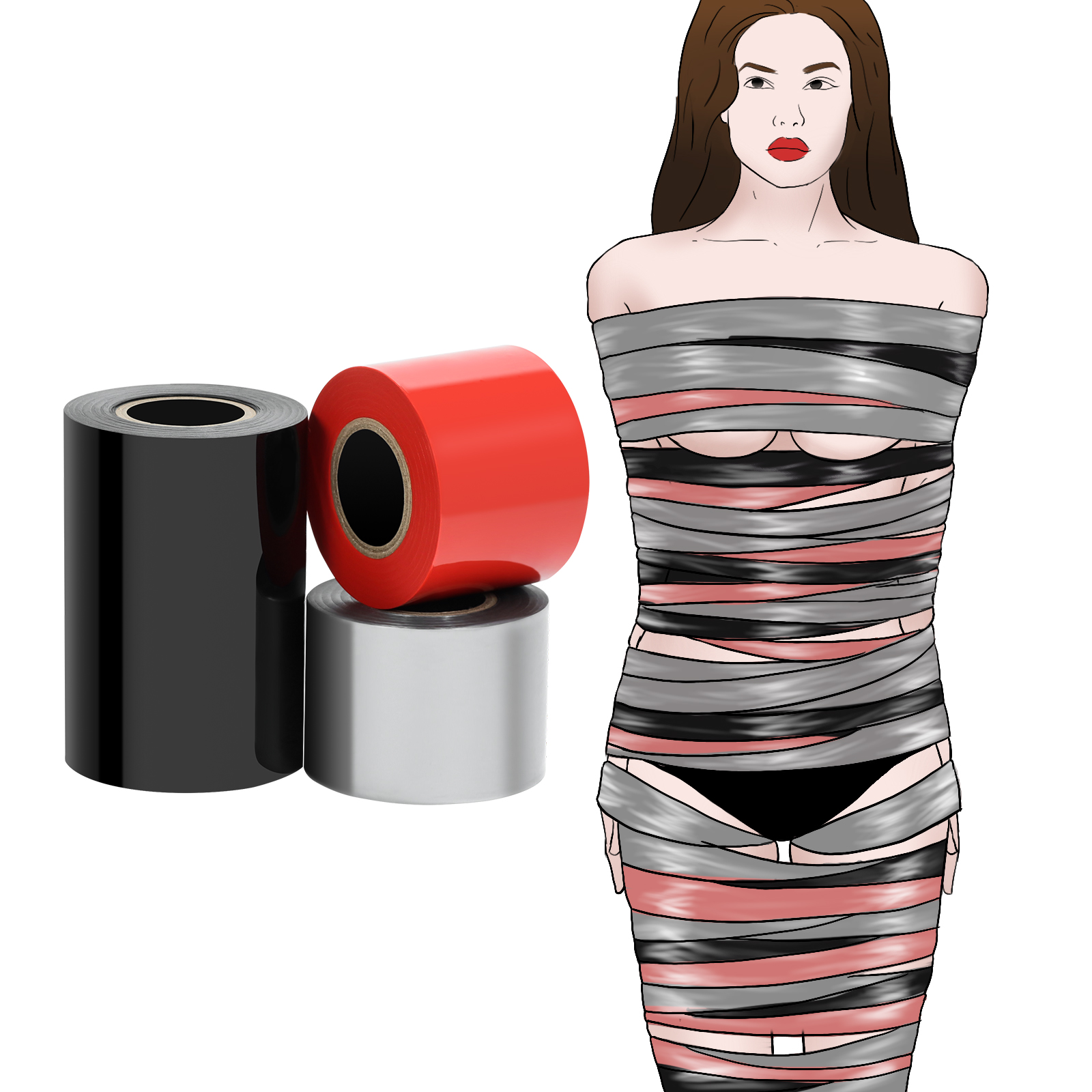 BDSM Bondage Restraints Tape Set – UTIMI Adult Toy Sexual Restraint Tape Reusable Pull-up Binding PVC Static Electrostatic Tape for Couples 82ft （3 Rolls）