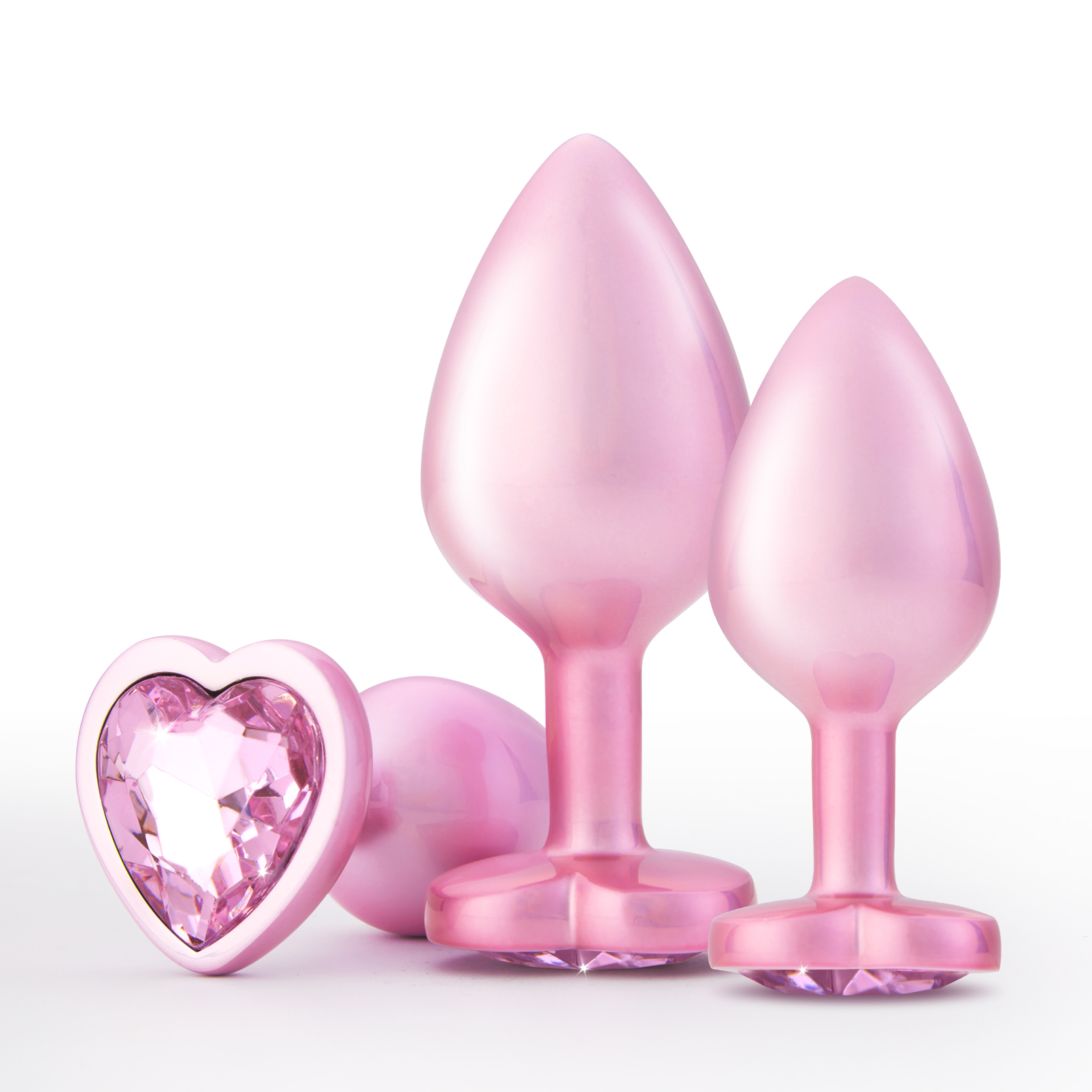 Anal Butt Plug Sex Toys - 3 PCS Anus Plug with Crystal Diamond Base Adult Anal Trainer Kit Anal Bead for Men Women and Beginners Prostate Massage | Pink