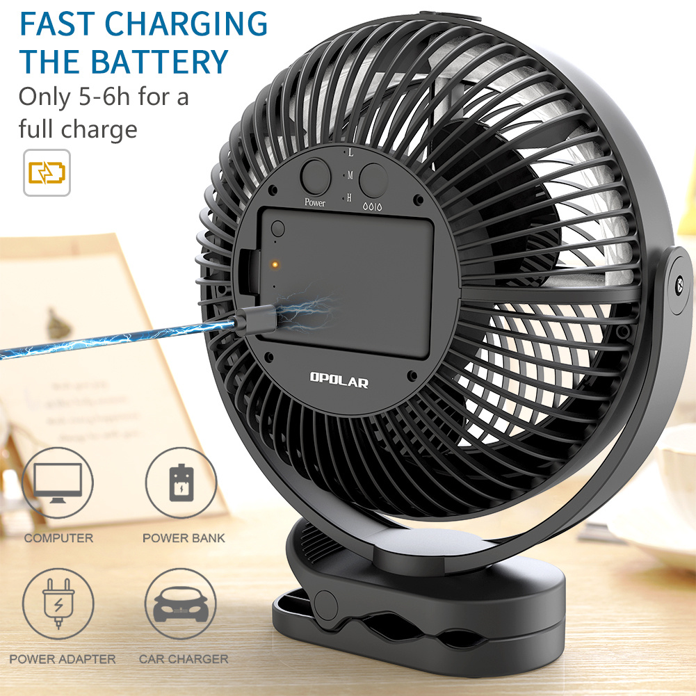10000mAh Battery Operated Misting Fan with Clip, 8-Inch Mist Fan for Desk, Detachable Battery, 3 Speeds, 2 Mist Modes with 200ml Tank, 48 Hours Working Time for Home Stroller Office and Outdoor