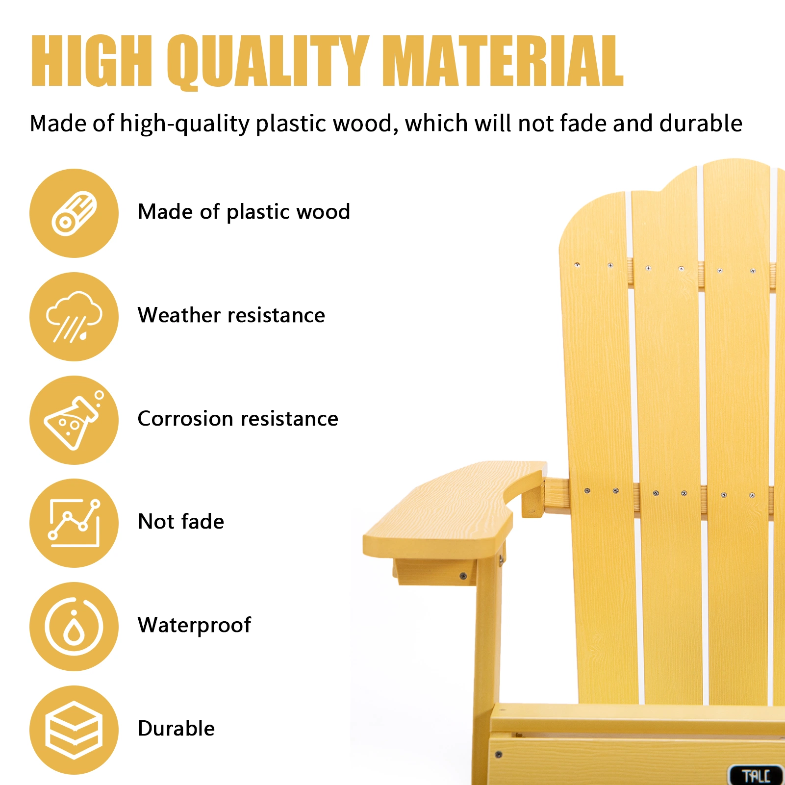 (Do Not Sell on Amazon) TALE Adirondack Chair Backyard Furniture Painted Seating with Cup Holder Plastic Wood for Lawn Outdoor Patio Deck Garden Porch Lawn Furniture Chairs RT